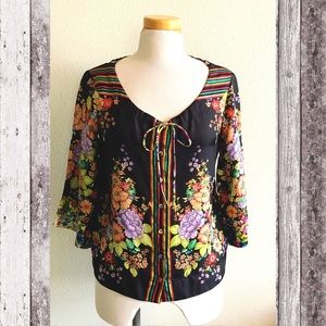 Johnny Was Silk Floral Top